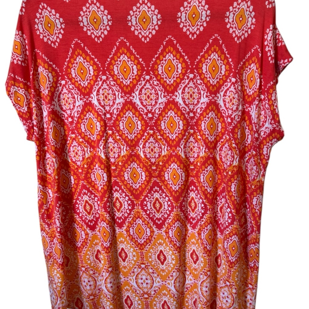 SUMMER  Dana Buchman Orange Print Casual Top   XLARGE    #S - Picture 4 of 7